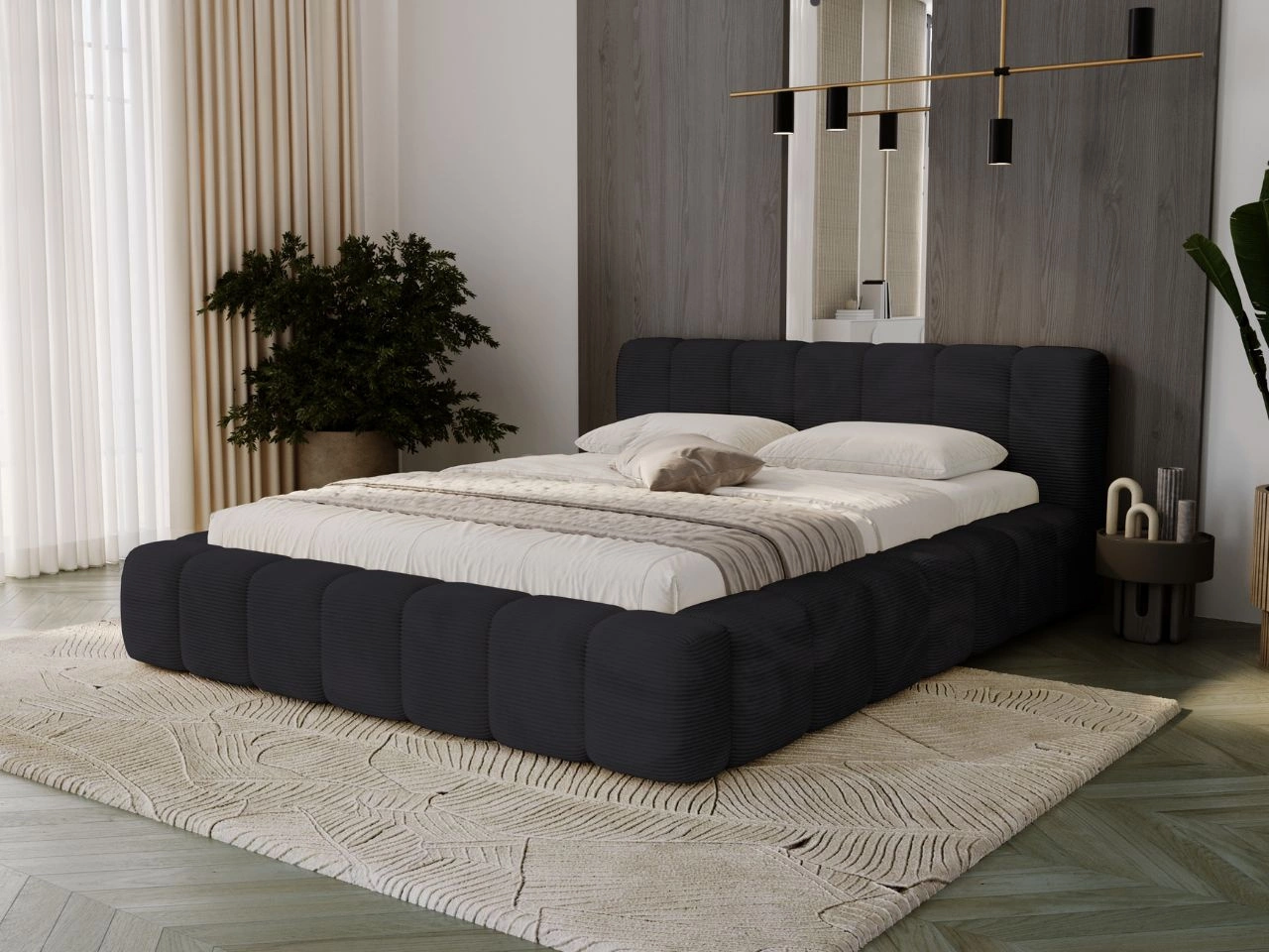 Polsterbett mit Bettkasten und Lattenrost 160x200 Ibiza Schwarz