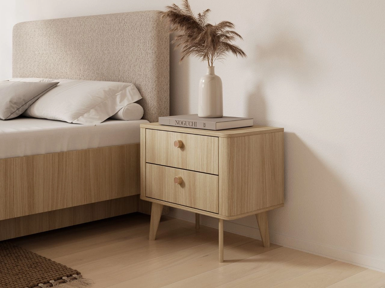 Nachttisch mit zwei Schubladen Bilancio Eiche Barista