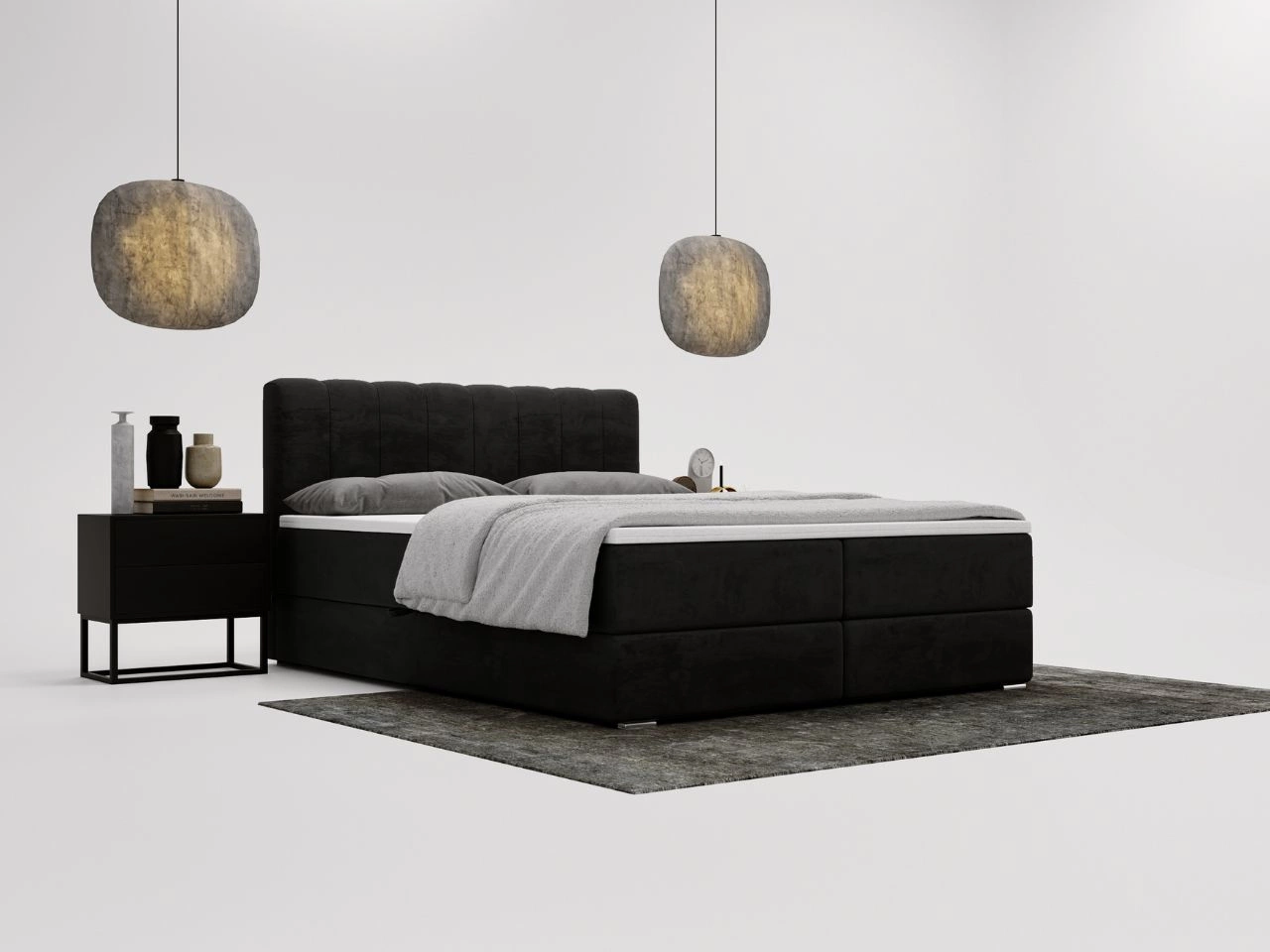 Boxspringbett mit Bettkasten 180x200 Forte Schwarz
