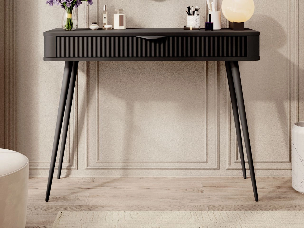 Schminktisch mit Schwarzen Metallbeinen Latina Schwarz