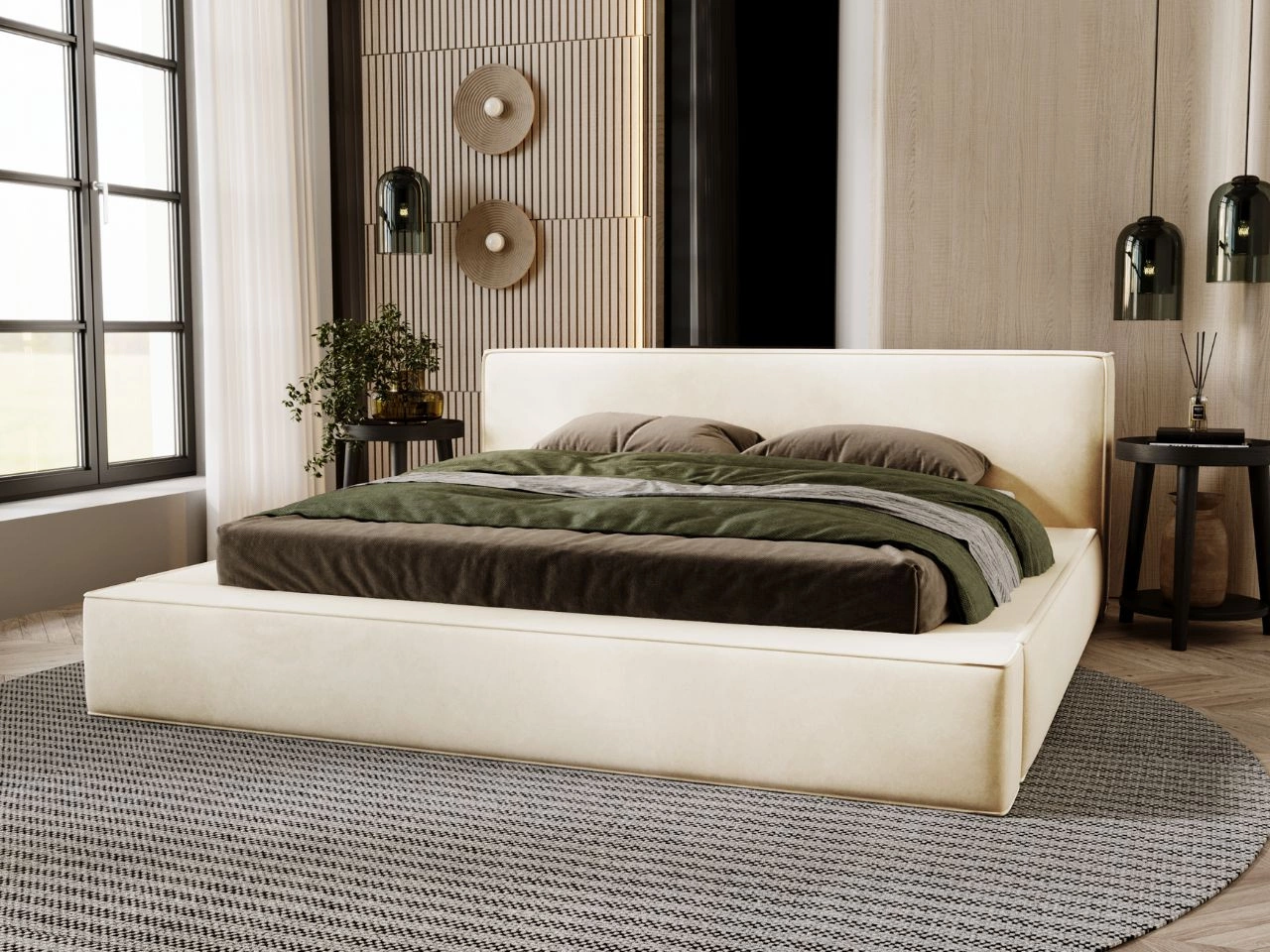Polsterbett mit Bettkasten und Lattenrost 160x200 Mali Beige