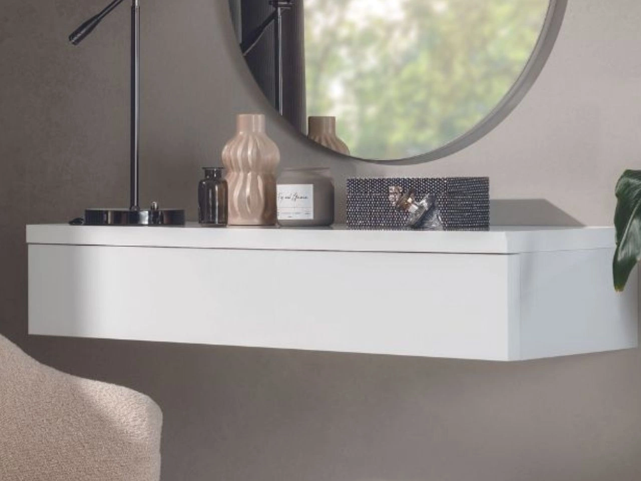 Hängender Schminktisch Nusco Weiß Glanz