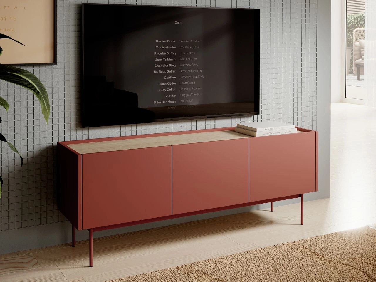 TV-Lowboard mit Türen Casino Rot