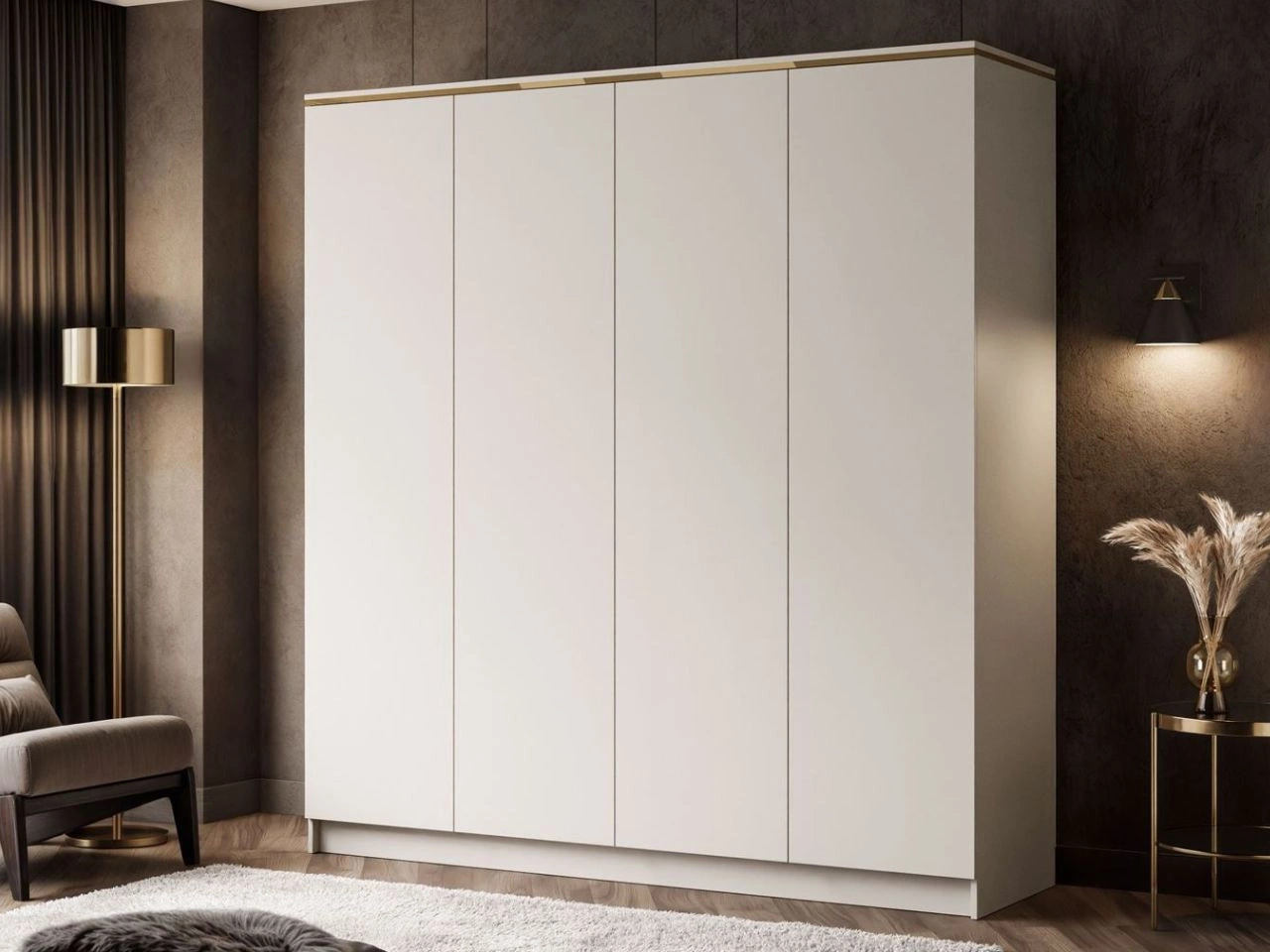 Kleiderschrank mit Drehtüren und Schubladden Evare Kaschmir