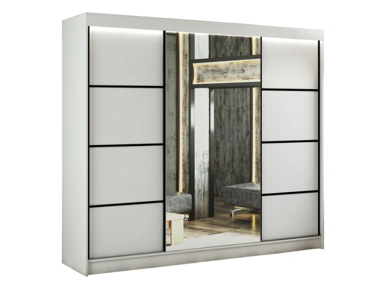 250 cm \ Weiß \ Schwarze Sprossen