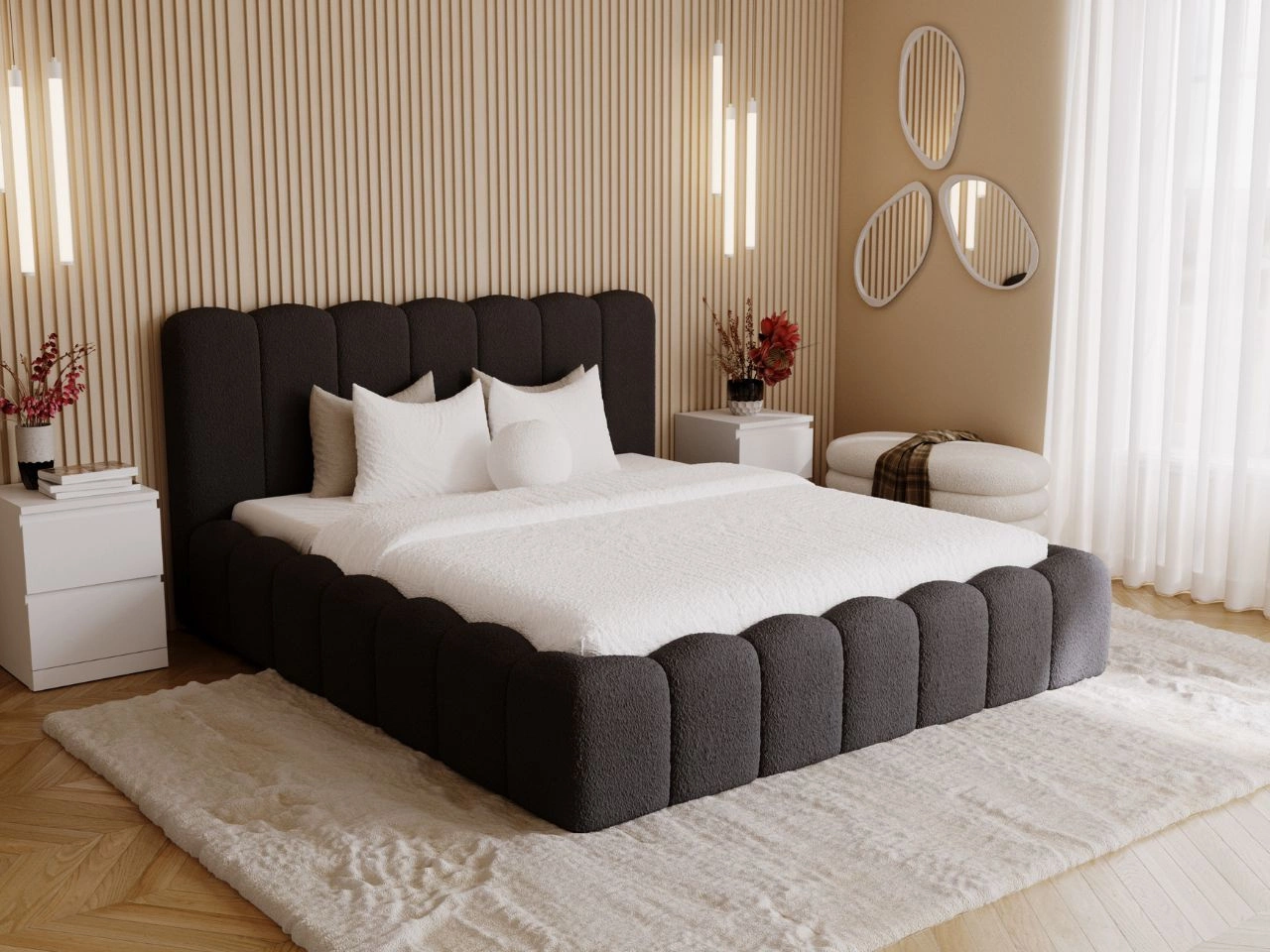 Polsterbett mit Bettkasten und Lattenrost 160x200 Smile Schwarz