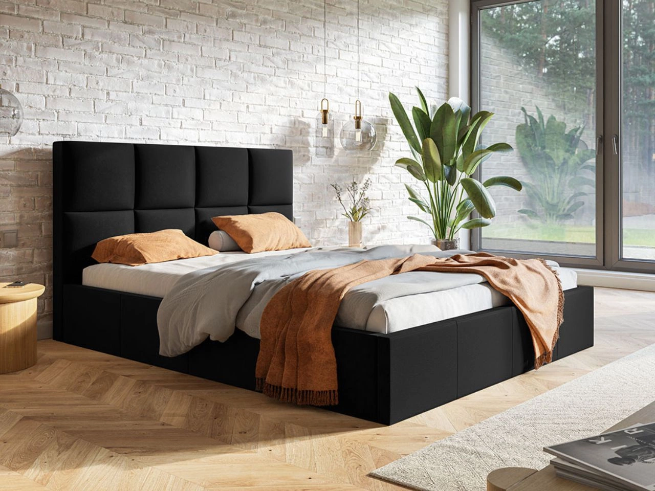 Polsterbett mit Bettkasten und Lattenrost 120x200 Malo Schwarz