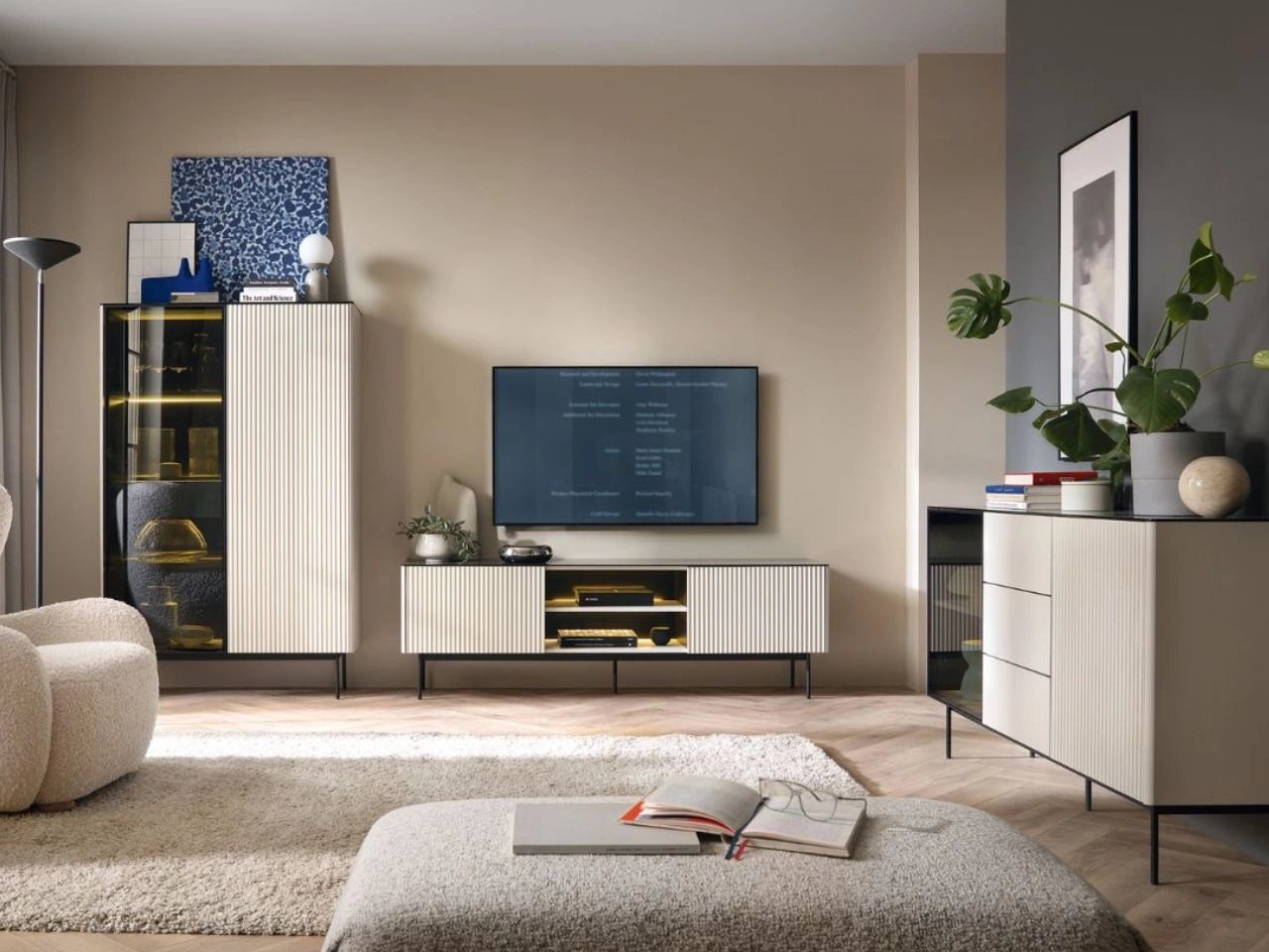 Wohnzimmerset mit Led Auroé Kaschmir