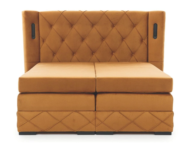 Boxspringbett mit Bettkasten 200x200 Neria Lux Gelb