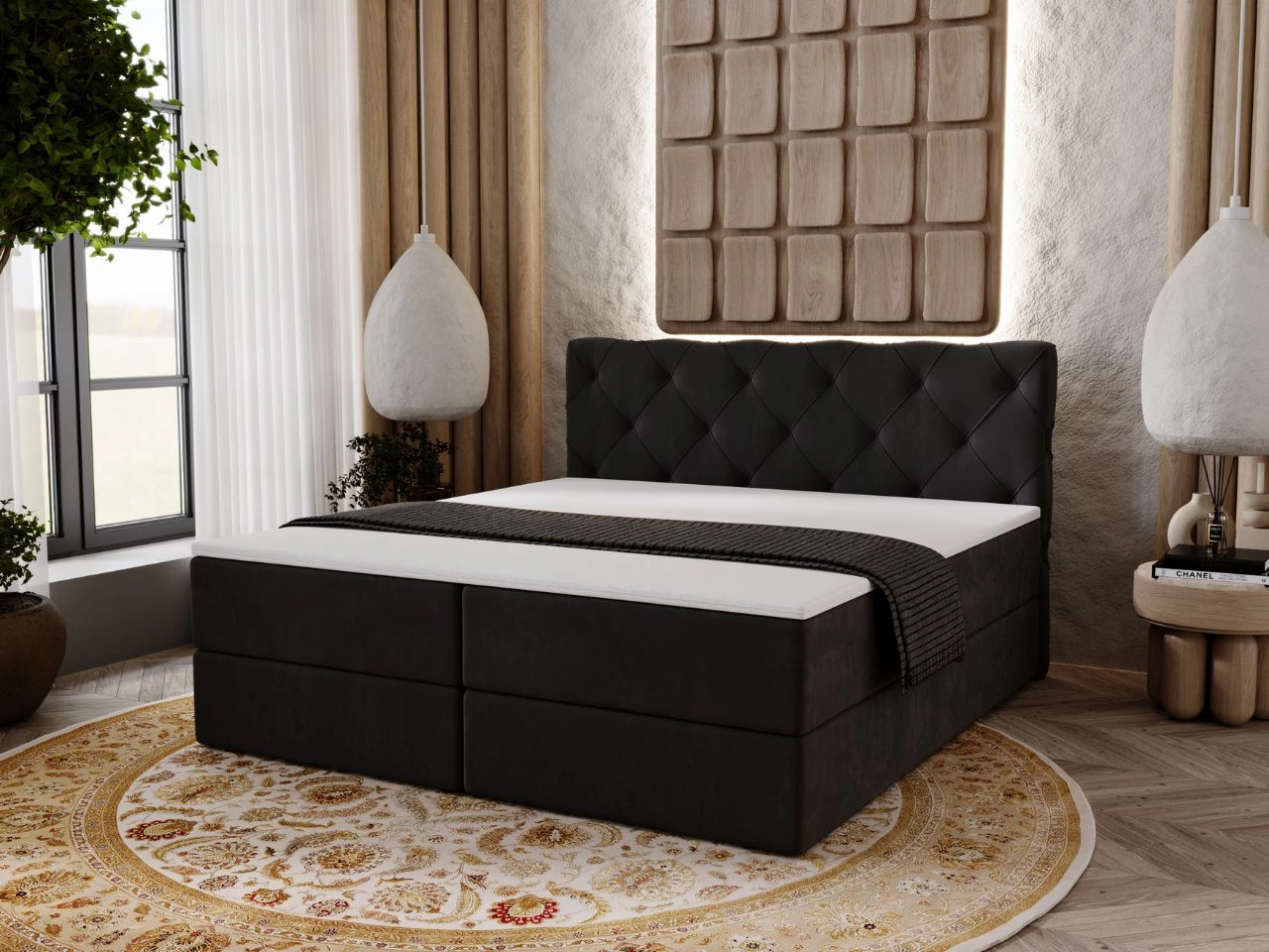 Boxspringbett mit Bettkasten 160x200 Napoli Anthrazit
