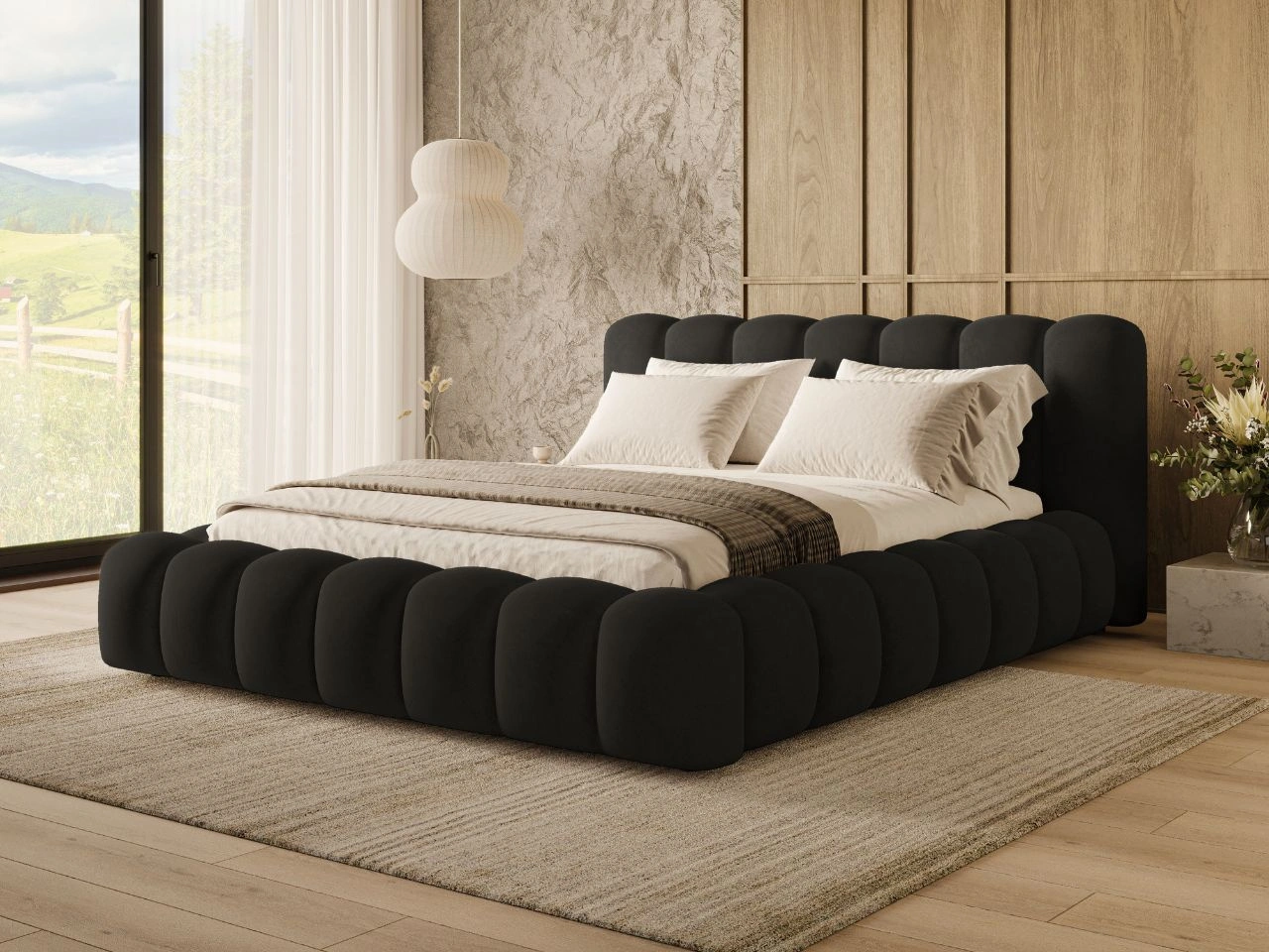 Polsterbett mit Bettkasten und Lattenrost 180x200 Averia Schwarz