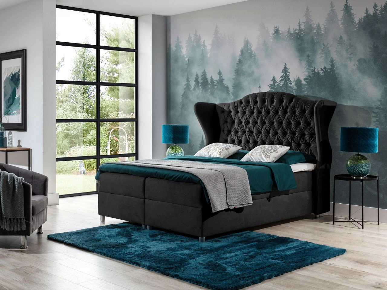 Boxspringbett mit Bettkasten 120x200 Kate Schwarz