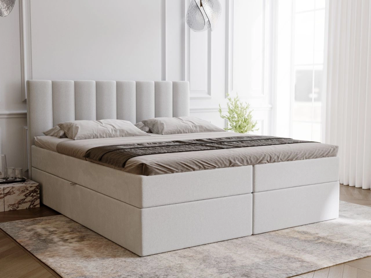 Boxspringbett mit Bettkasten 200x200 Mocca Grau