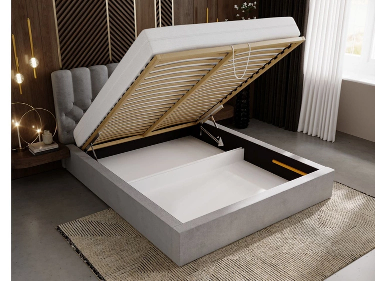 Polsterbett mit Bettkasten und Lattenrost 120x200 Roma Beige