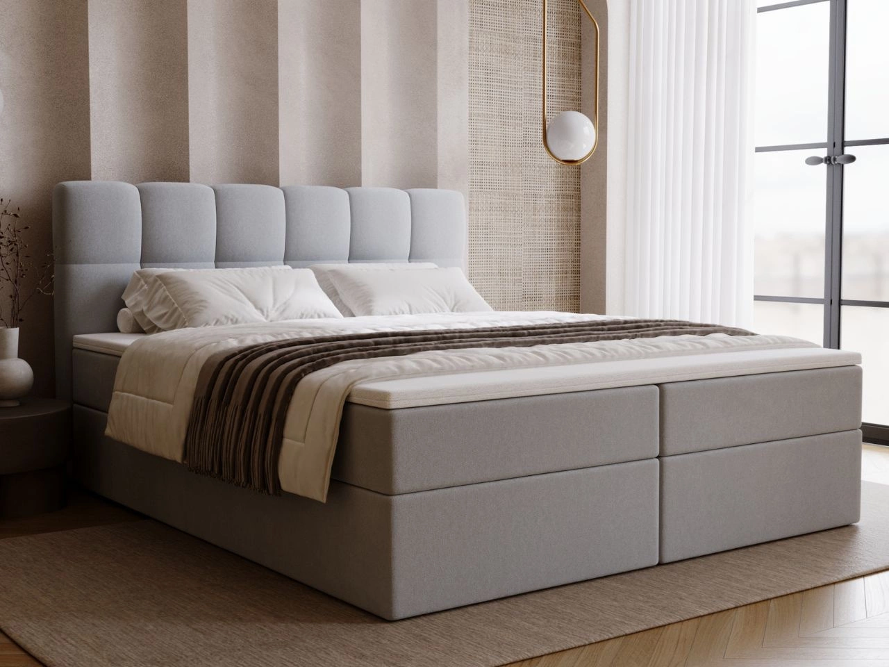 Boxspringbett mit Bettkasten 160x200 Maison Grau