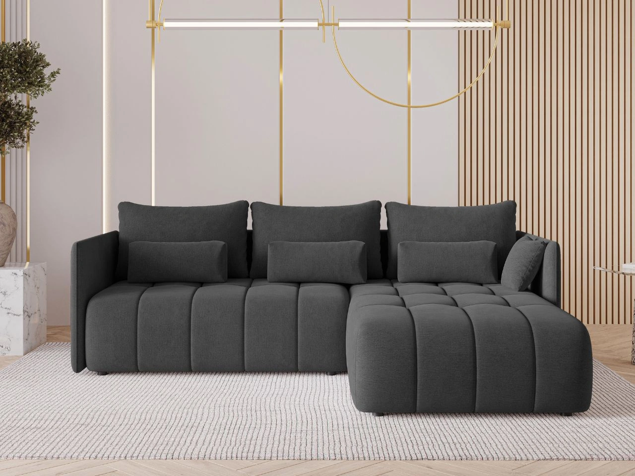 Ecksofa L-Form mit Schlaffunktion und Bettkasten Ardi Anthrazit