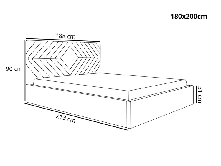 Polsterbett mit Bettkasten und Lattenrost 180x200 Loris Grün