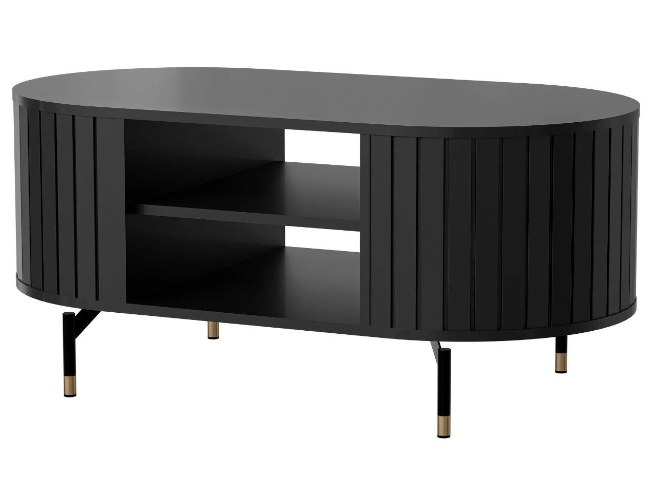 Couchtisch mit Stauraum Soria Schwarz mat