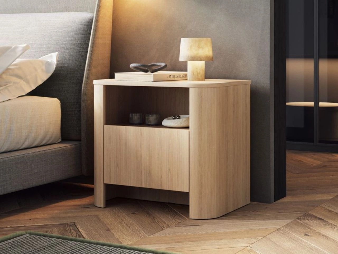 Nachttisch mit Schublade fürs Schlafzimmer Brillo Vicenza-Eiche