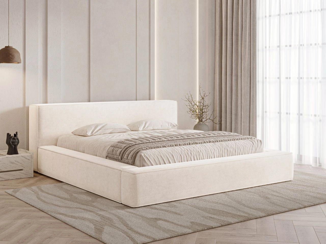 Polsterbett mit Bettkasten und Lattenrost 180x200 Mali Creme