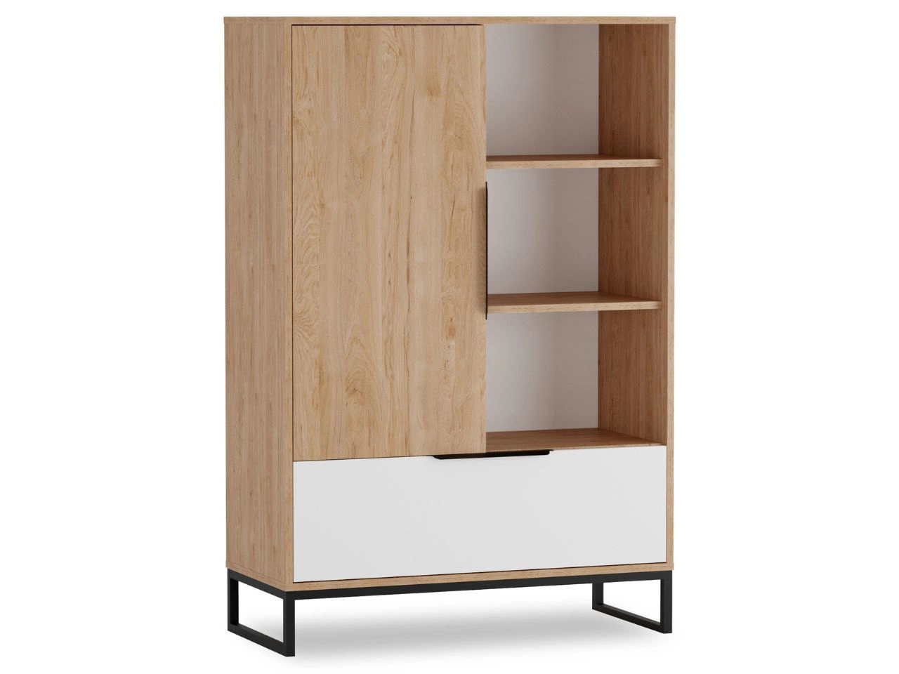 Regal mit Schublade und Türe Vigo Hickory Weiß matt