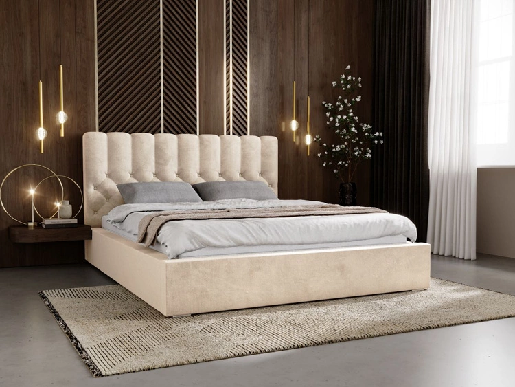 Polsterbett mit Bettkasten und Lattenrost 120x200 Roma Beige