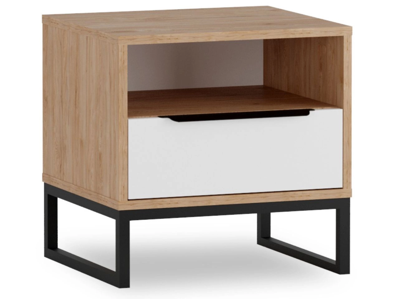 Nachttisch mit Schublade Vigo Hickory Weiß matt