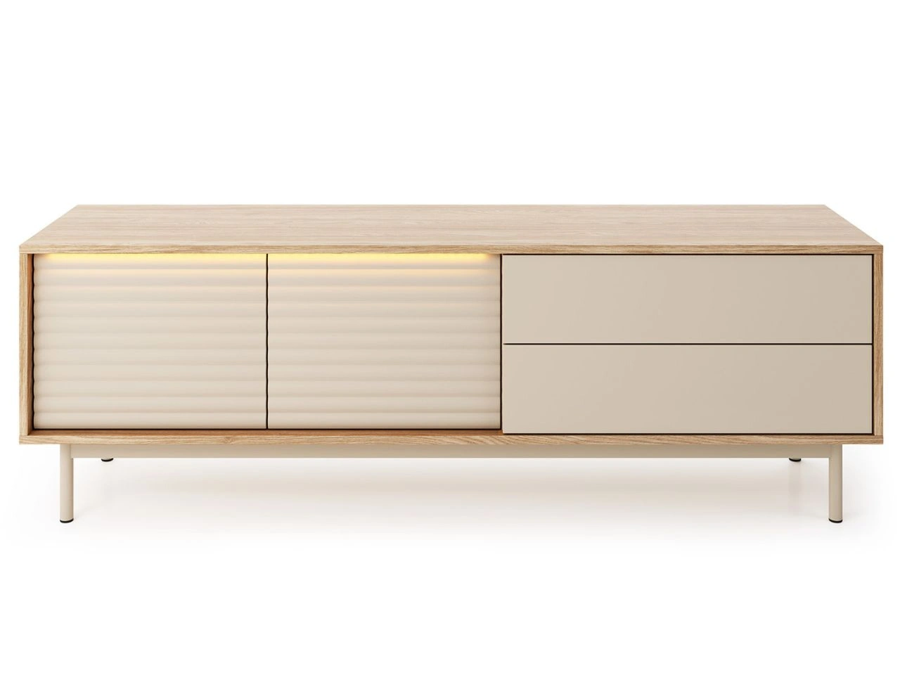 TV-Lowboard mit Schubladen Rapallo Kaschmir, Eiche geölt