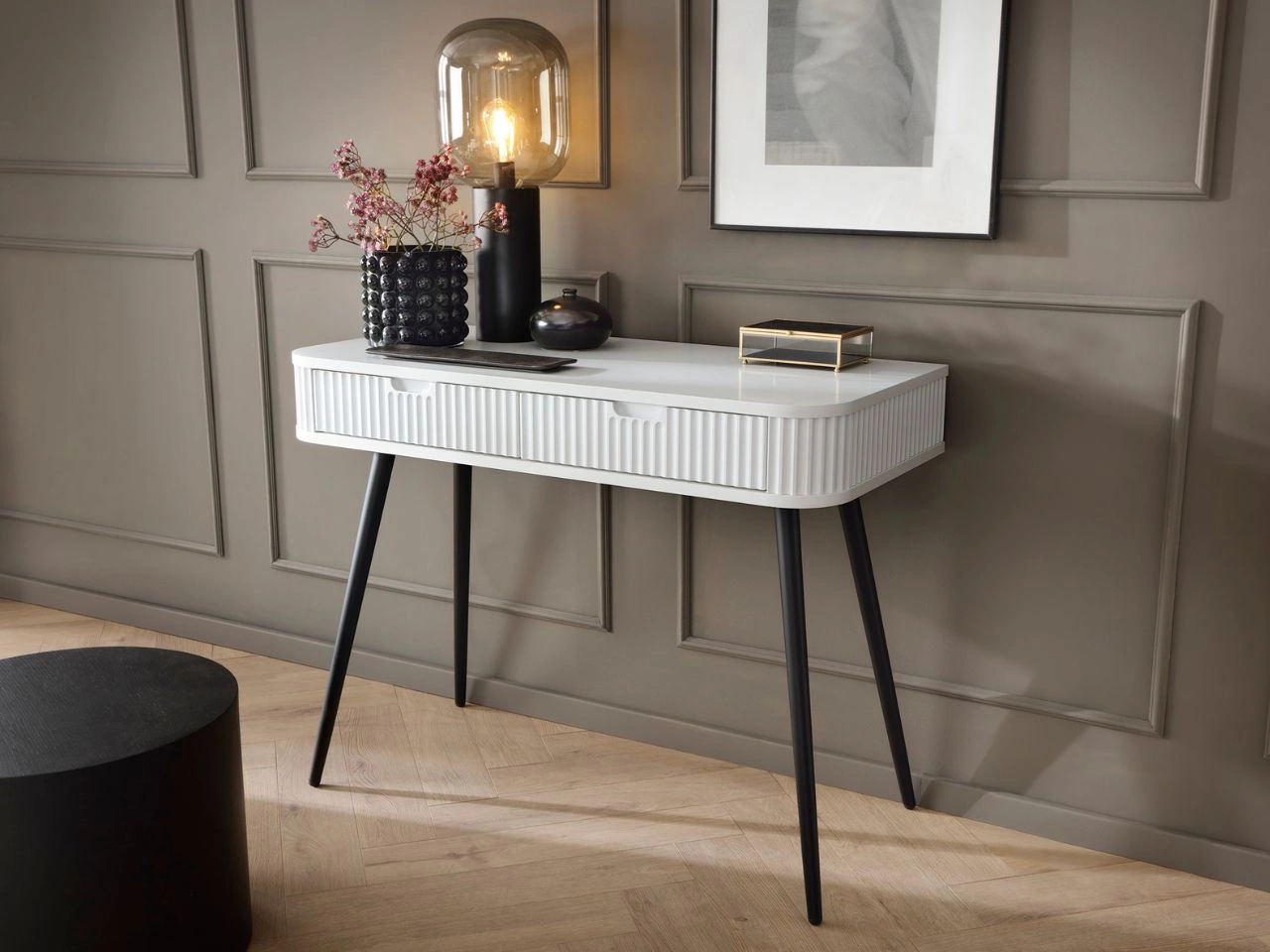 Schminktisch Viva Weiß auf Schwarzen Beinen
