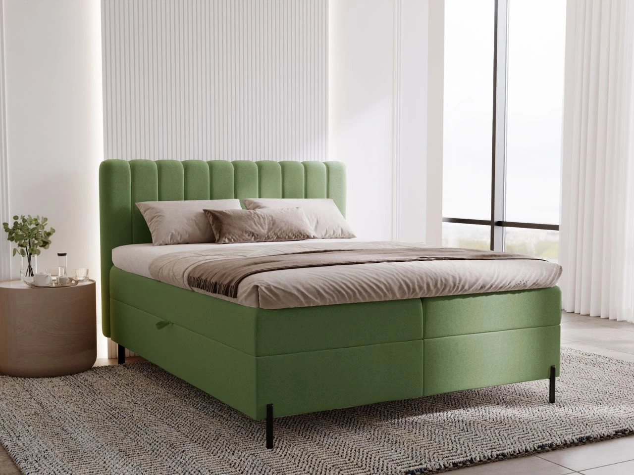 Boxspringbett mit Bettkasten 140x200 Primavera Grün