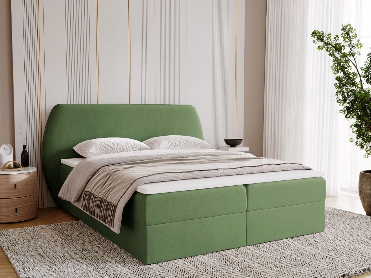 Boxspringbett mit Bettkasten 180x200 Bogota Grün