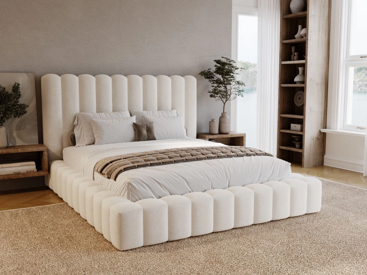 Polsterbett mit Bettkasten und Lattenrost 120x200 Rotto Creme