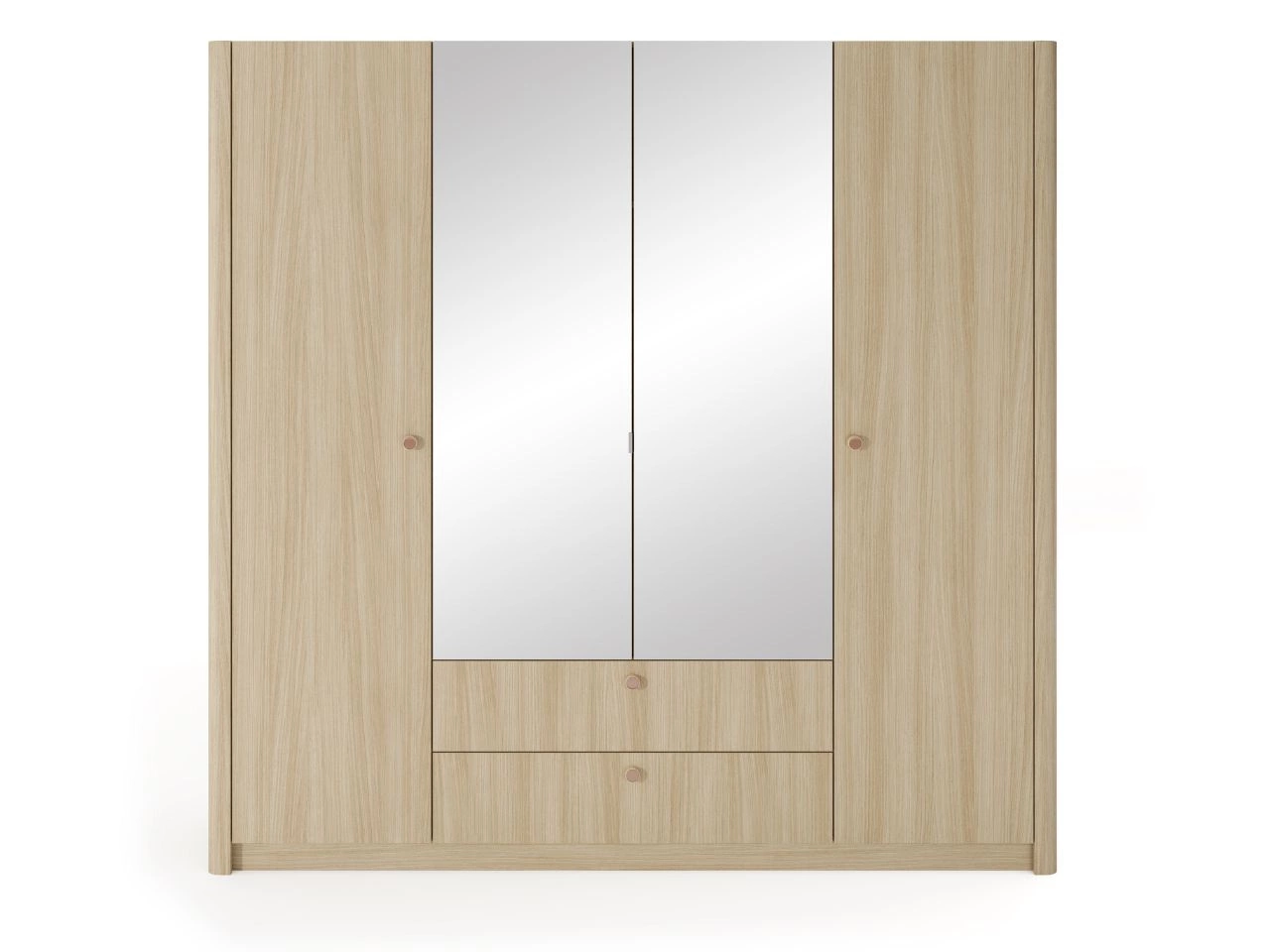 Kleiderschrank mit Drehtüren, Schubladen und Spiegel Bilancio Eiche Barista