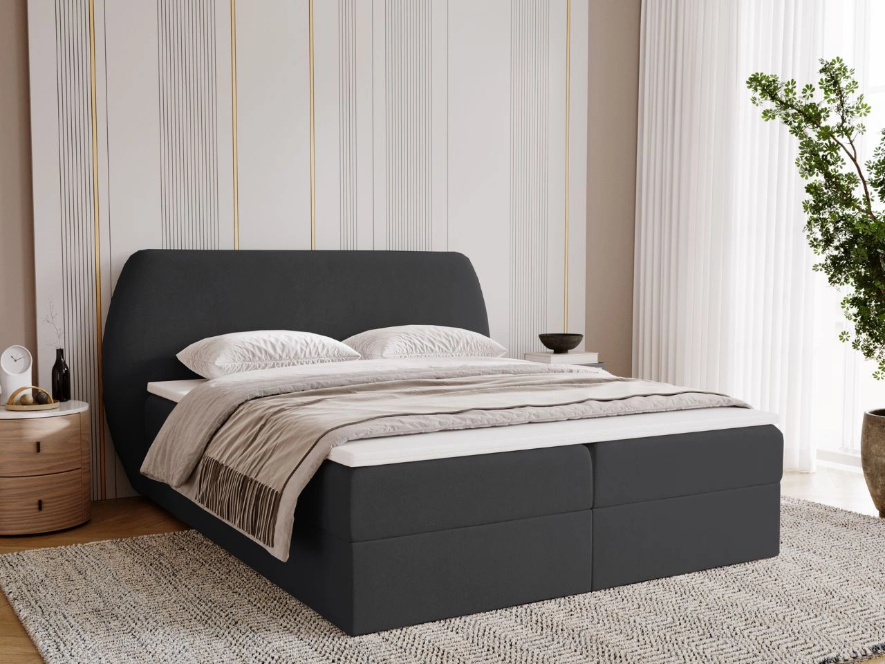 Boxspringbett mit Bettkasten 180x200 Bogota Schwarz