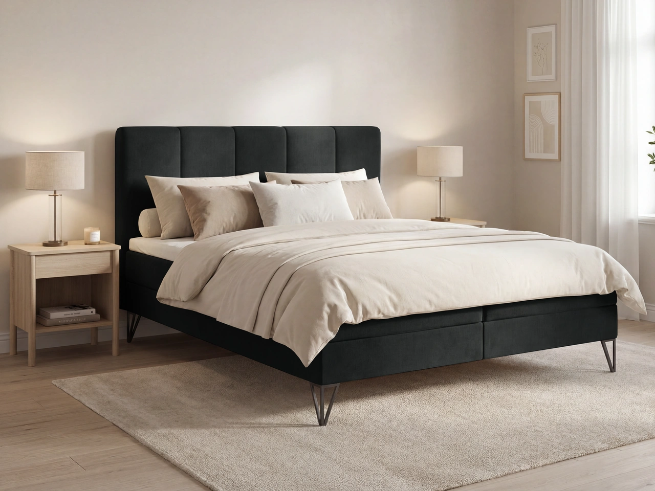 Boxspringbett mit Bettkasten 140x200 Vendi Schwarz