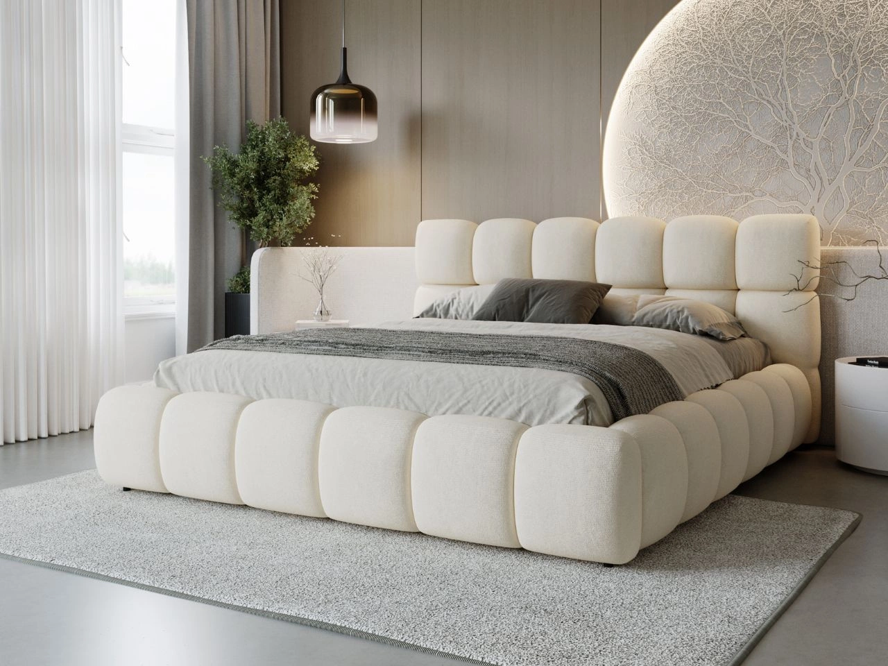 Polsterbett mit Bettkasten und Lattenrost 160x200 Modo Beige