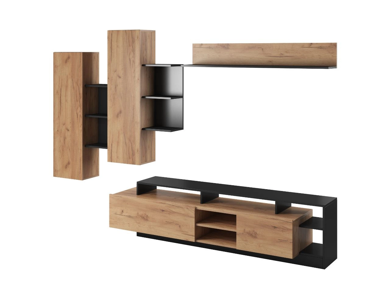 Moderne Wohnwand für das Wohnzimmer Alvano Craft Eiche