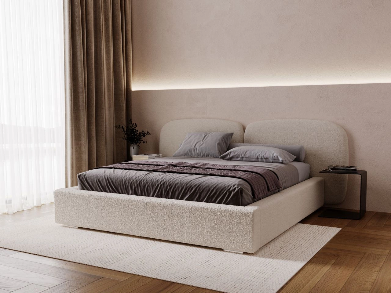 Polsterbett mit Bettkasten und Lattenrost 140x200 Palermo Beige