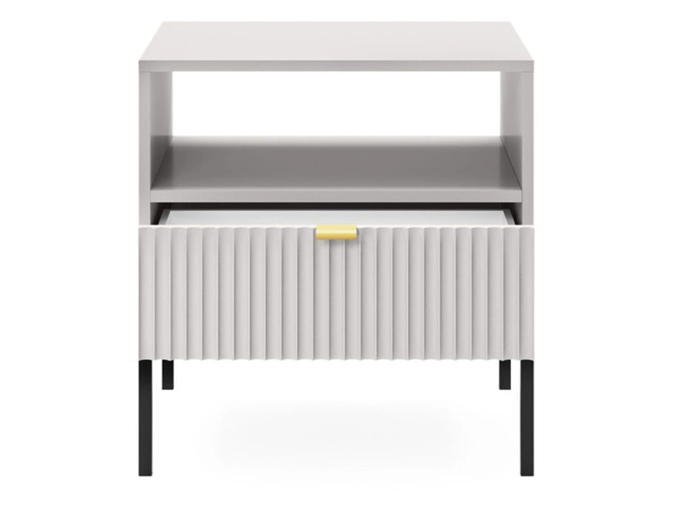 Nachtschrank mit Schublade Amber Grau, Schwarz Frame