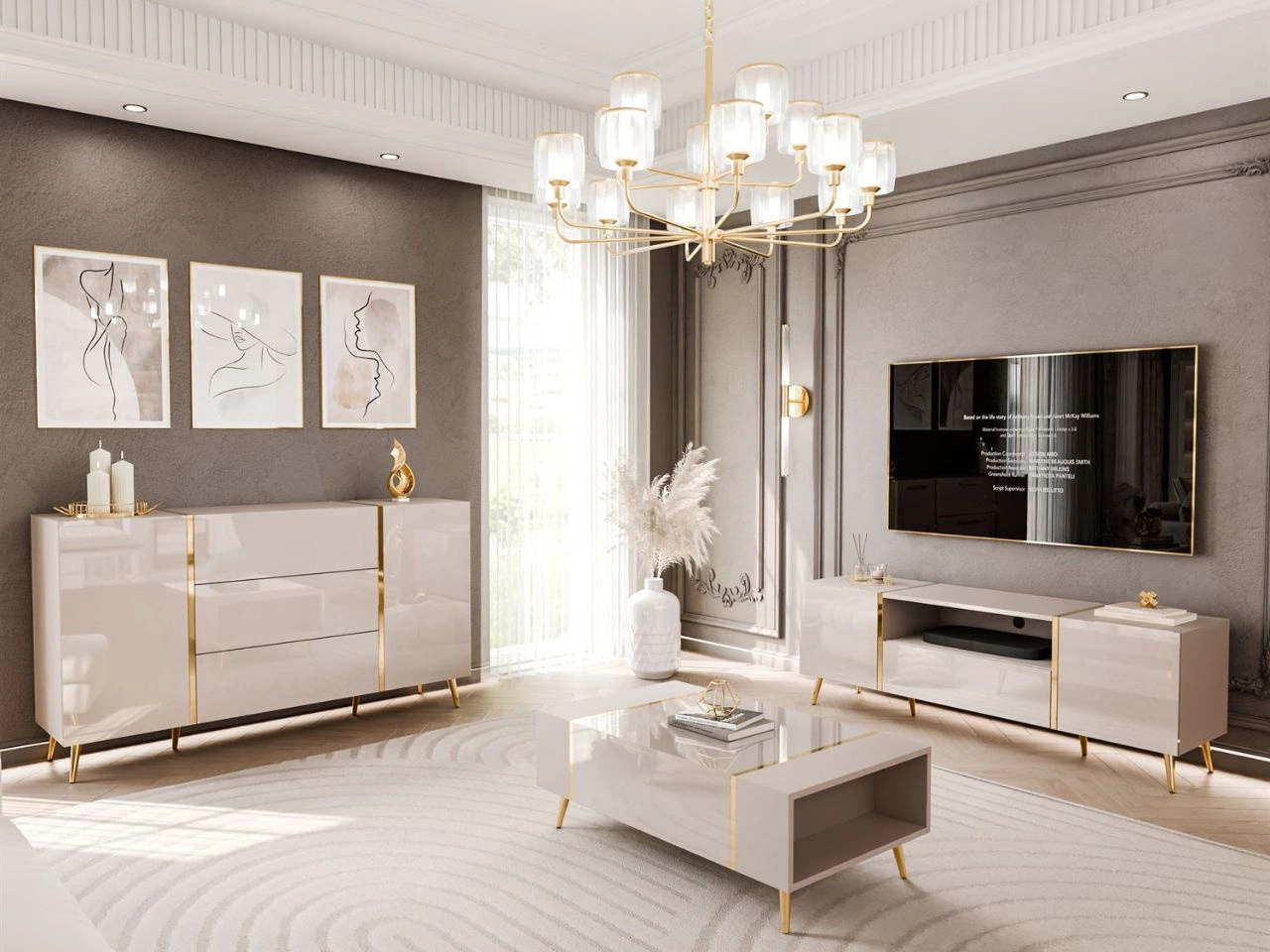 Wohnzimmer-Set im Glamour-Stil Lunelie Kaschmir