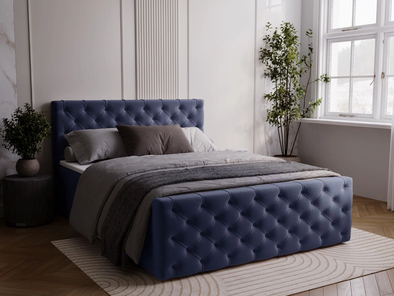 Boxspringbett mit Bettkasten 180x200 Montego Blau