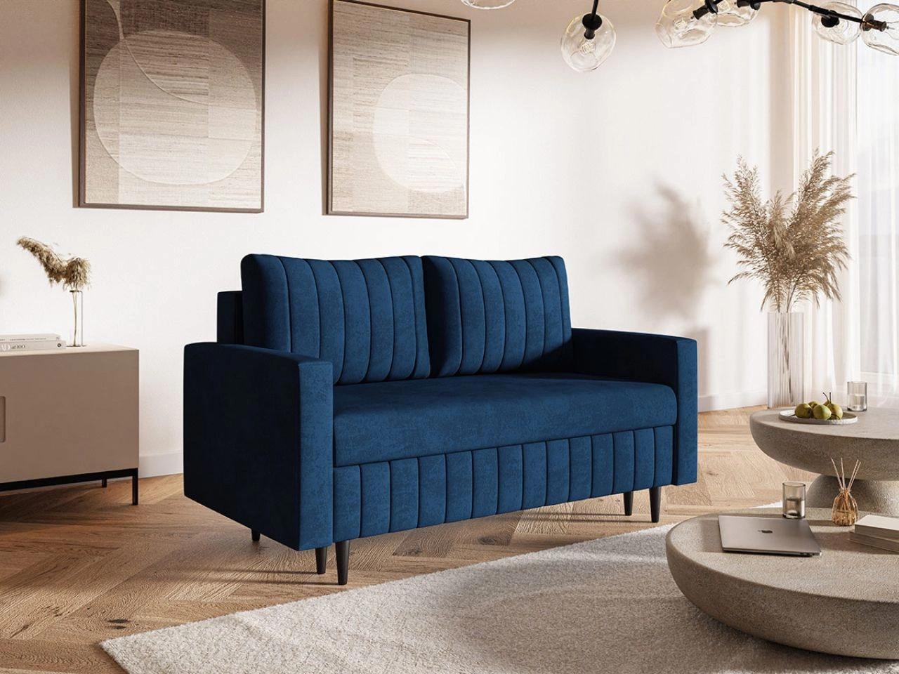 Schlafsofa mit Bettfunktion und Bettkasten Castelo Dunkelblau
