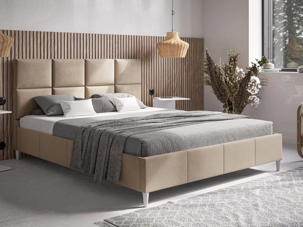 Polsterbett mit Lattenrost 160x200 Luxe Beige