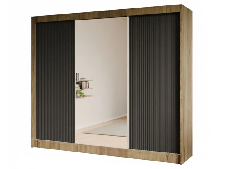 250 cm \ Schwarz || Handwerk Goldene Eiche \ Ja