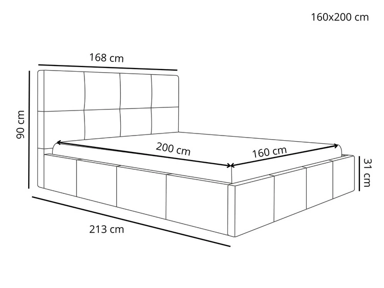 Polsterbett mit Bettkasten und Lattenrost 160x200 Malo Beige