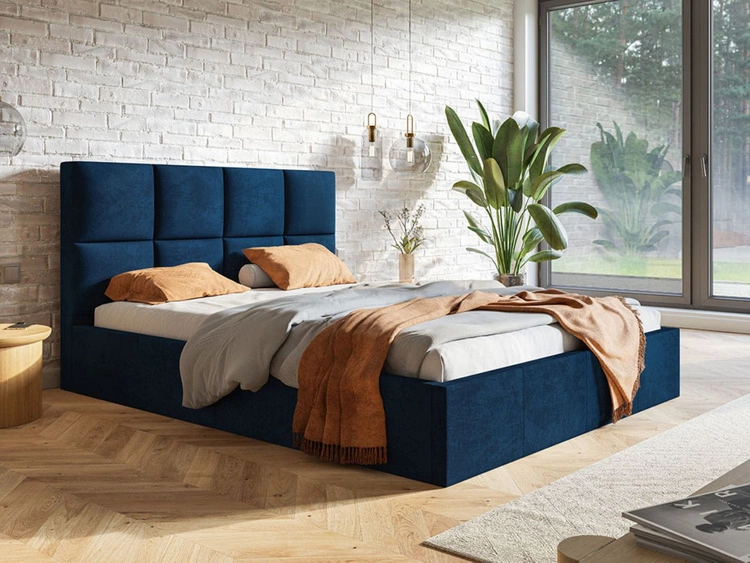 Polsterbett mit Bettkasten und Lattenrost 140x200 Malo Dunkelblau