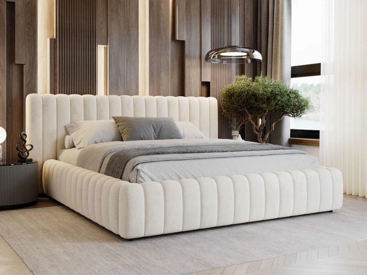 Polsterbett mit Bettkasten und Lattenrost 120x200 Bliss Beige