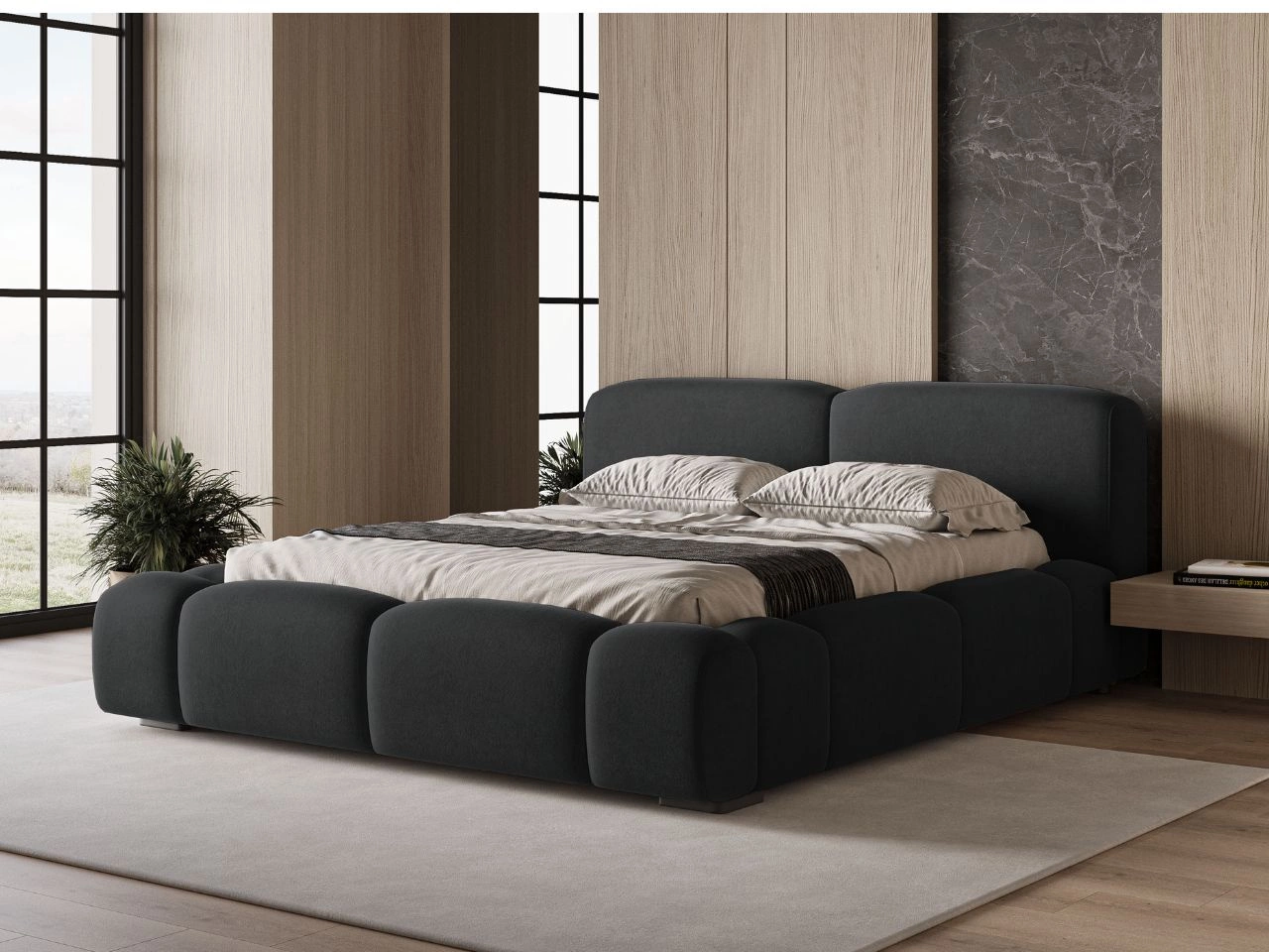 Polsterbett mit Bettkasten und Lattenrost 120x200 Aubi Schwarz