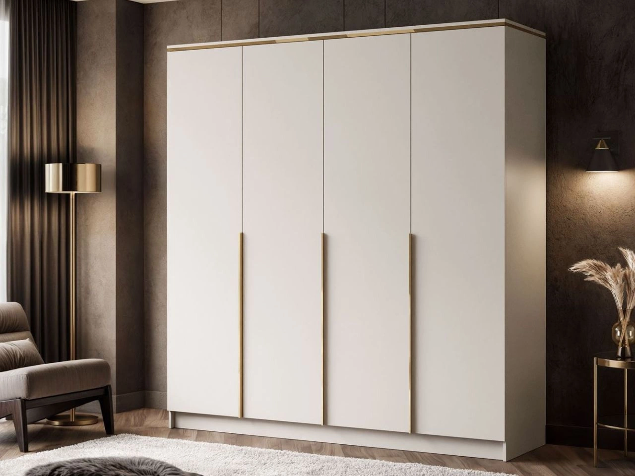 Kleiderschrank mit Drehtüren und Schubladden Evare Kaschmir