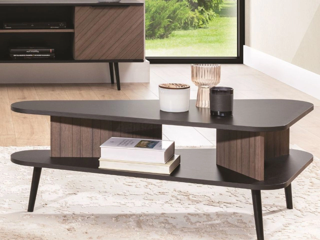Couchtisch Nemi Schwarzer Graphit Braun